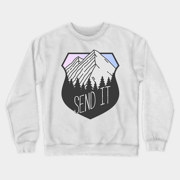 Send It Mountain Crest Sunset Crewneck Sweatshirt by KlehmInTime